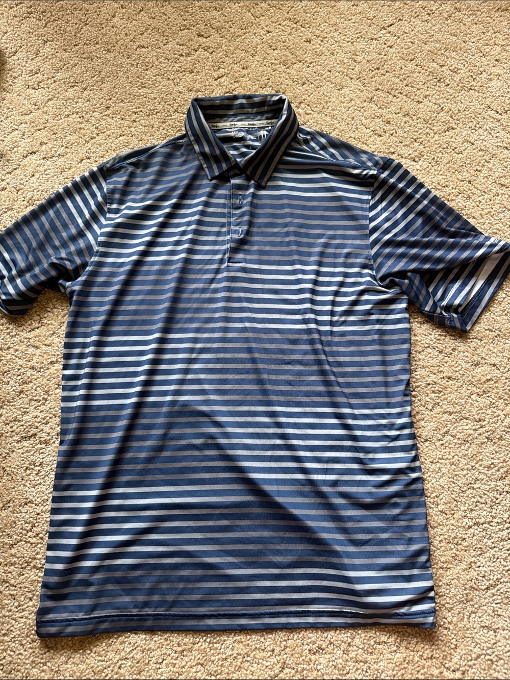 Walter Hagen Navy and White Striped Polo